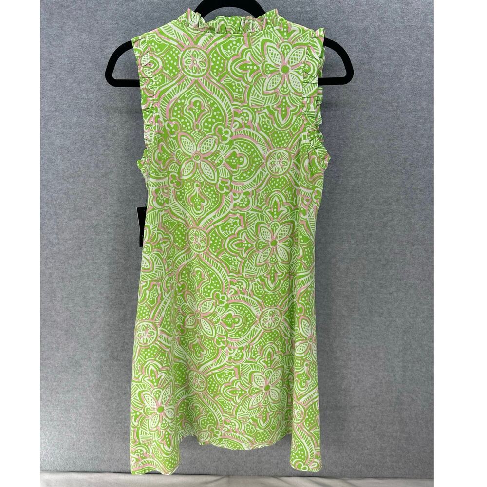 NWT Crown & Ivy Women sz S Pink Green V Neck Shift Dress Coastal Preppy Workwear - Picture 2 of 9